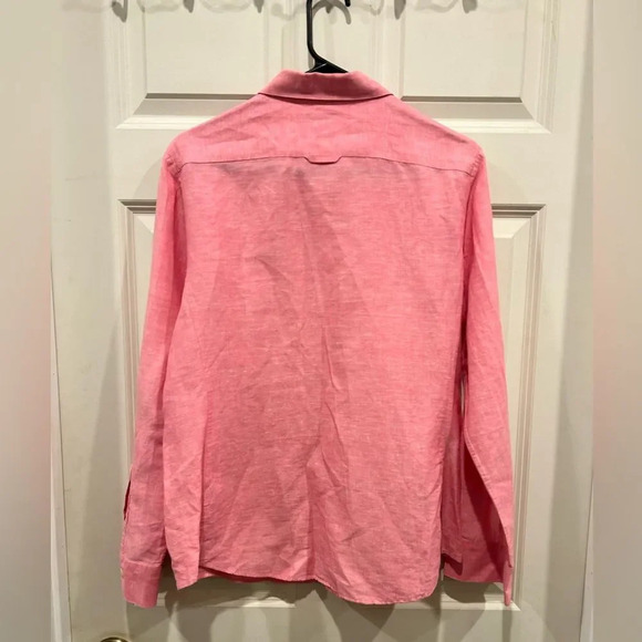 Banana Republic Pink‎ Flax Cotton Button Down Shirt women’s size Large - Picture 7 of 7